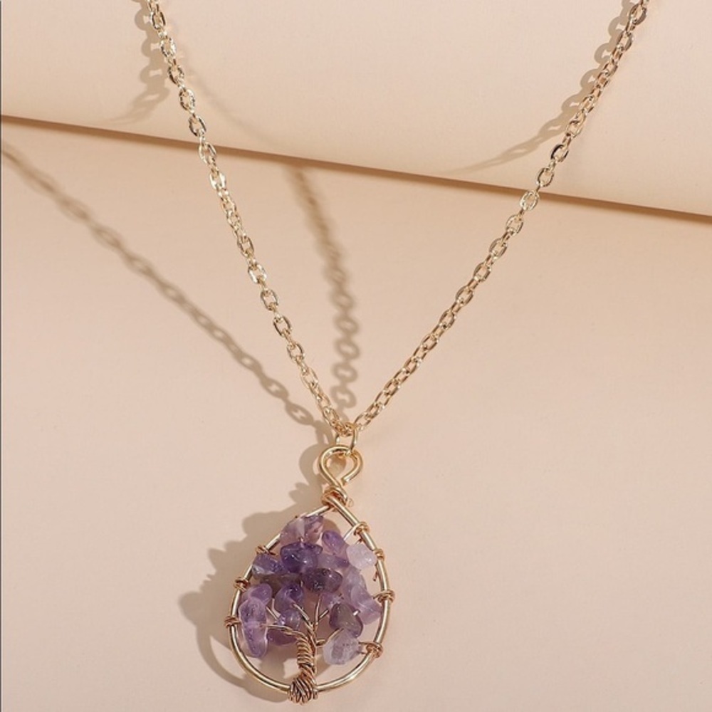 Crystals Tree Charm Necklace - Picture 2 of 4